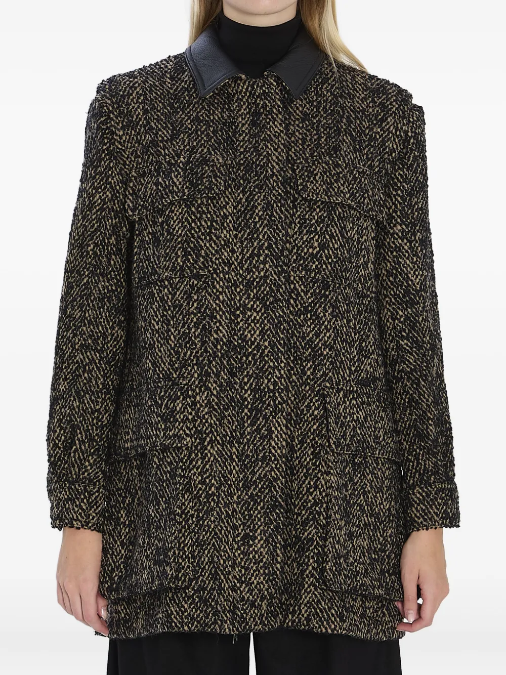 

Куртка Angio с елочкой и кожаным воротником MAX MARA, коричневый
