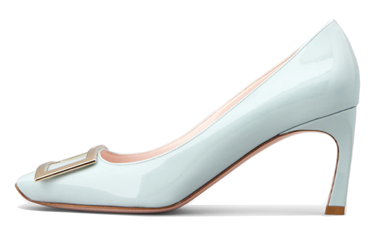 Туфли-лодочки на тонком каблуке 7 см женские светло-голубые Roger Vivier — фото 2