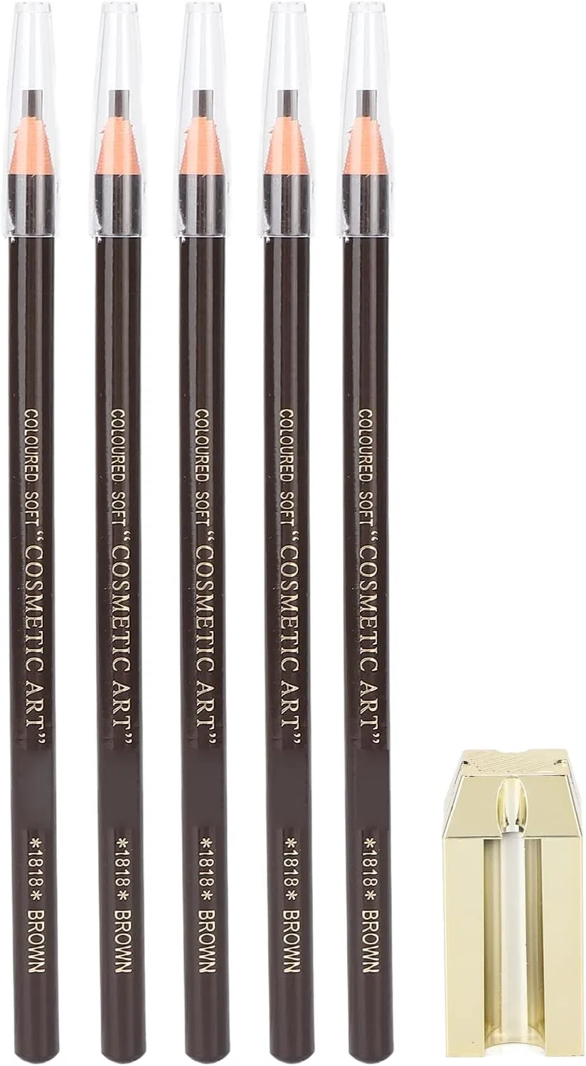 Набор для заточки карандашей для бровей 4 в 1 с 5 карандашами Brrnoo, Brown Eyebrow Pencil — фото 2