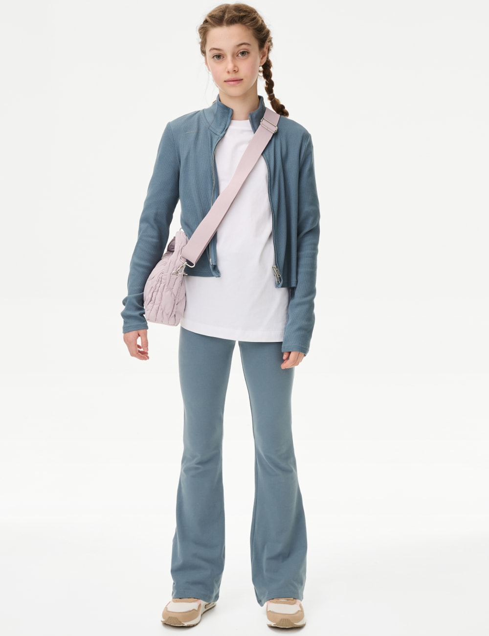

Расклешенные леггинсы из хлопка Marks & Spencer, синий