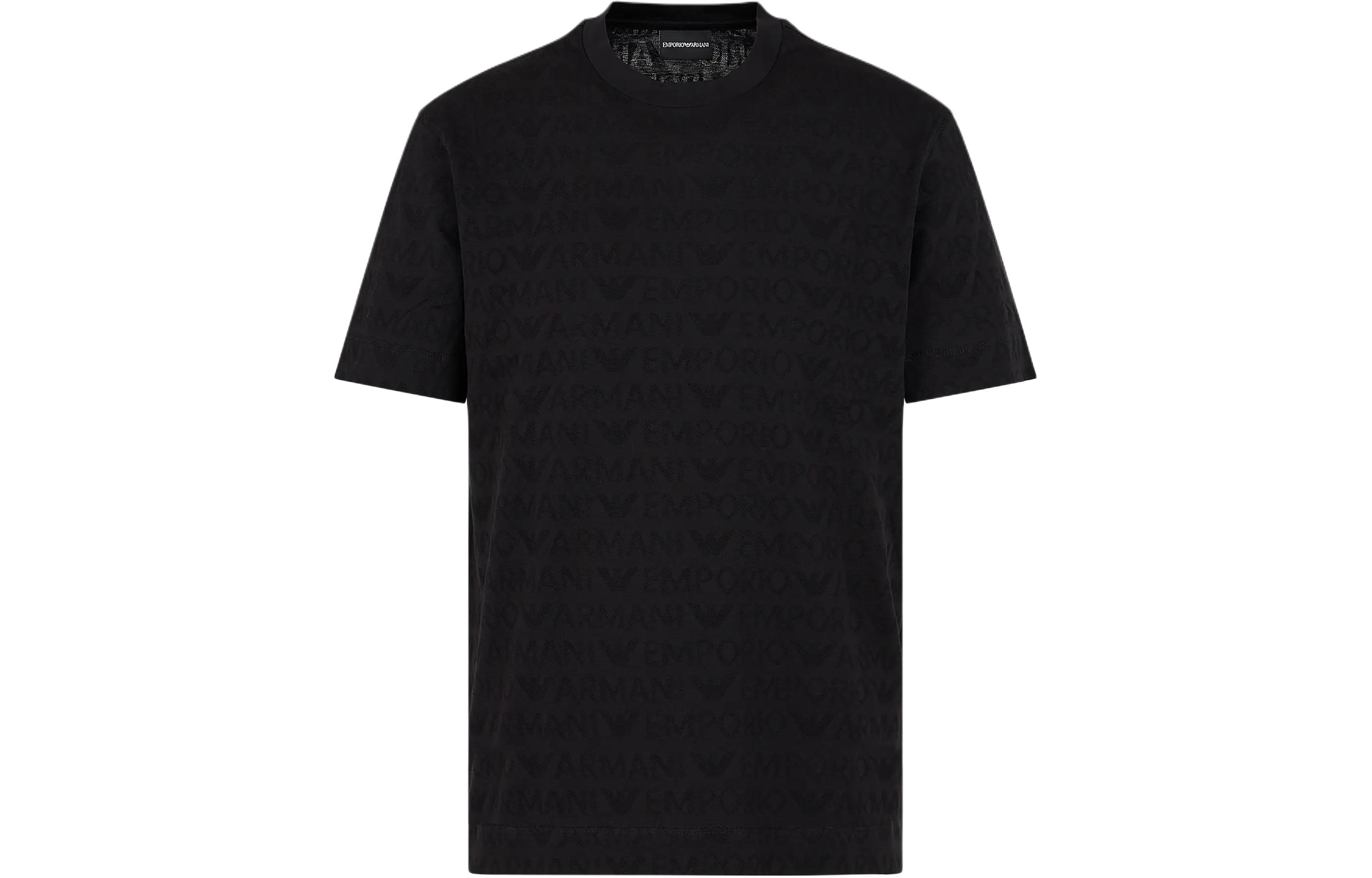 

Футболка с логотипом жаккард EMPORIO ARMANI, черная
