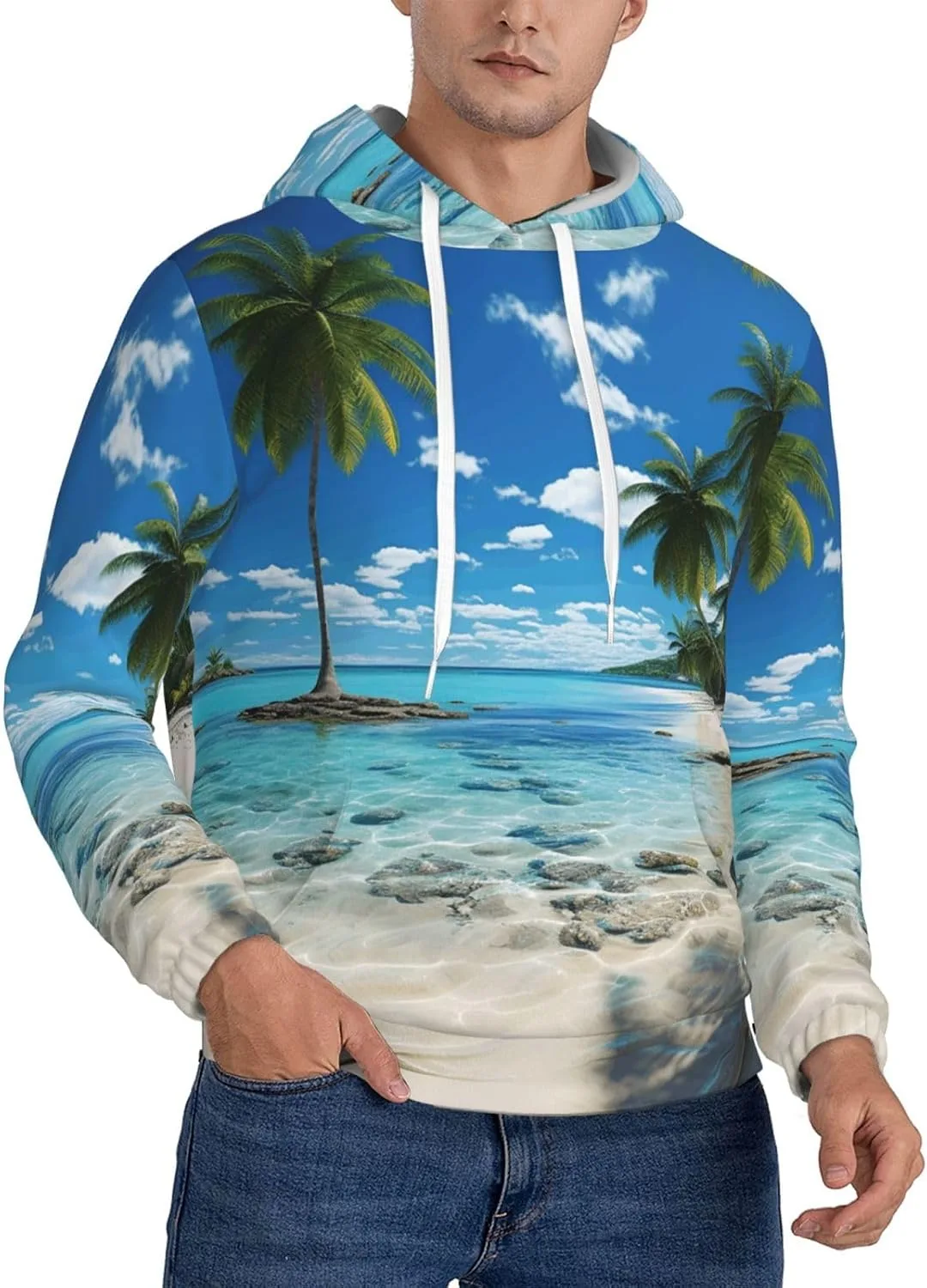 

Мужская флисовая толстовка с капюшоном и карманом FHEBNDS