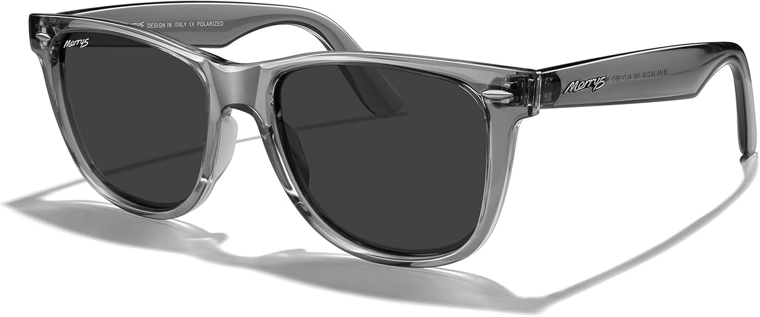 

Классические квадратные поляризованные солнцезащитные очки MERRY для женщин и мужчин, ретро-дизайнерские солнцезащитные очки UV400 S6140 MERRY'S, Tra Grey Frame/Black Lens