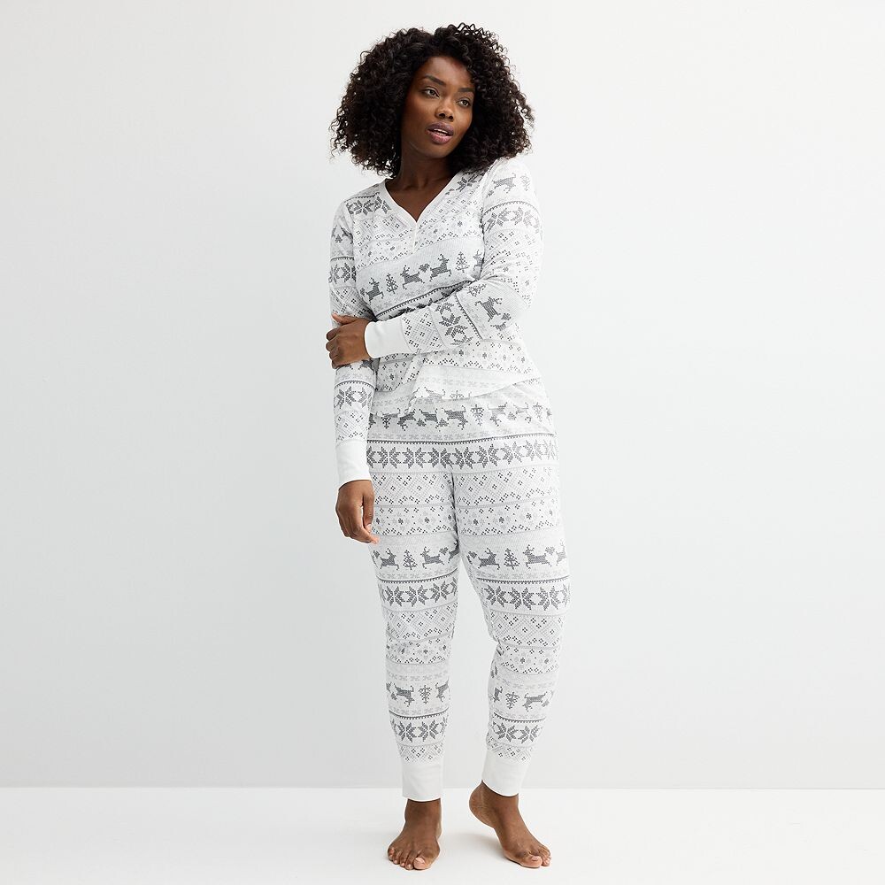 

Комплект термопижамного верха и трусов больших размеров Sonoma Goods For Life, цвет White Fair Isle