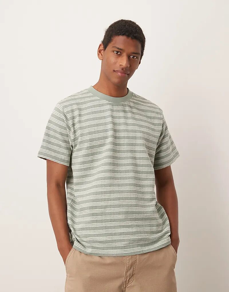 

Selected футболка из сирсакера в зеленую полоску