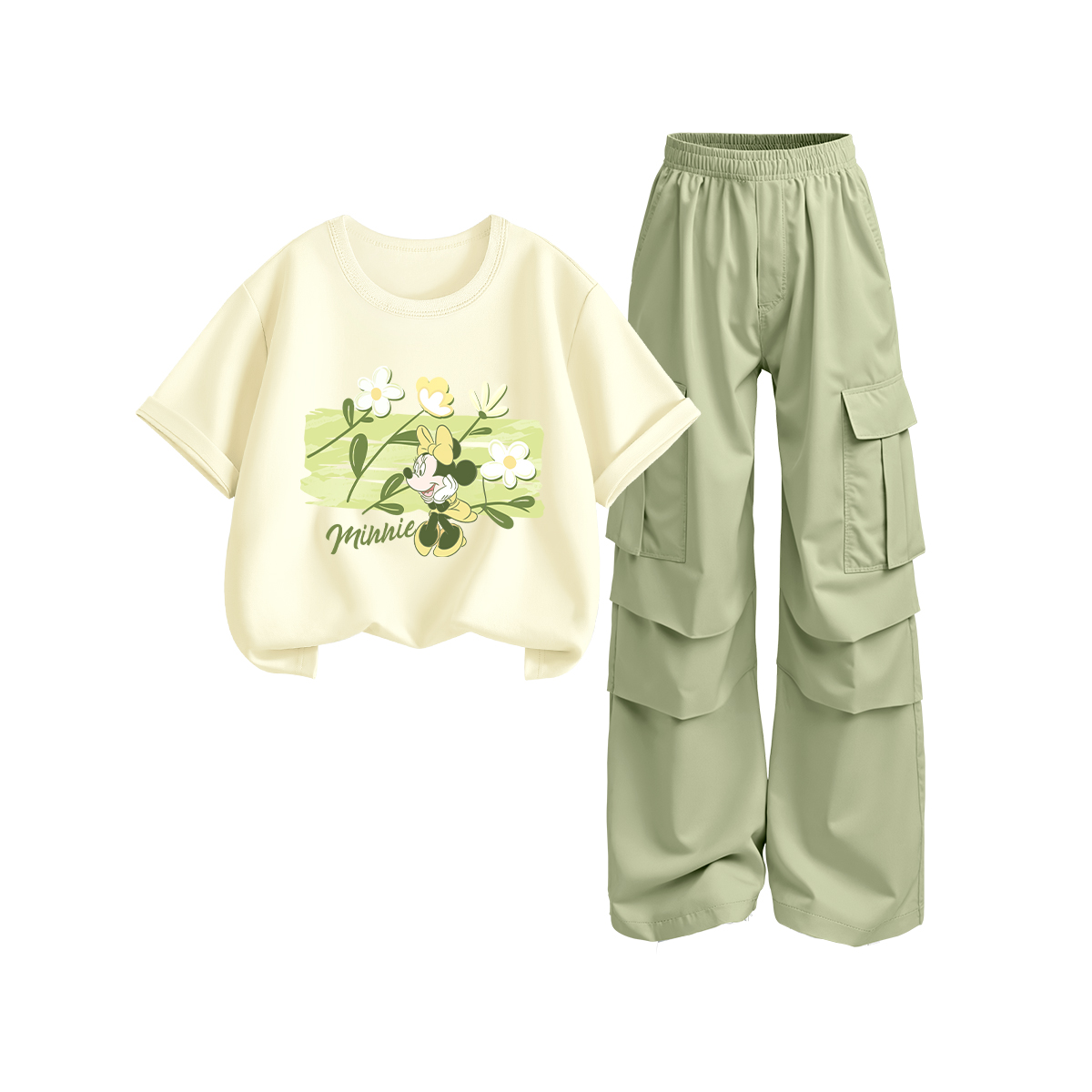 

Детская повседневная спортивная одежда Disney, слоновая кость/зеленый