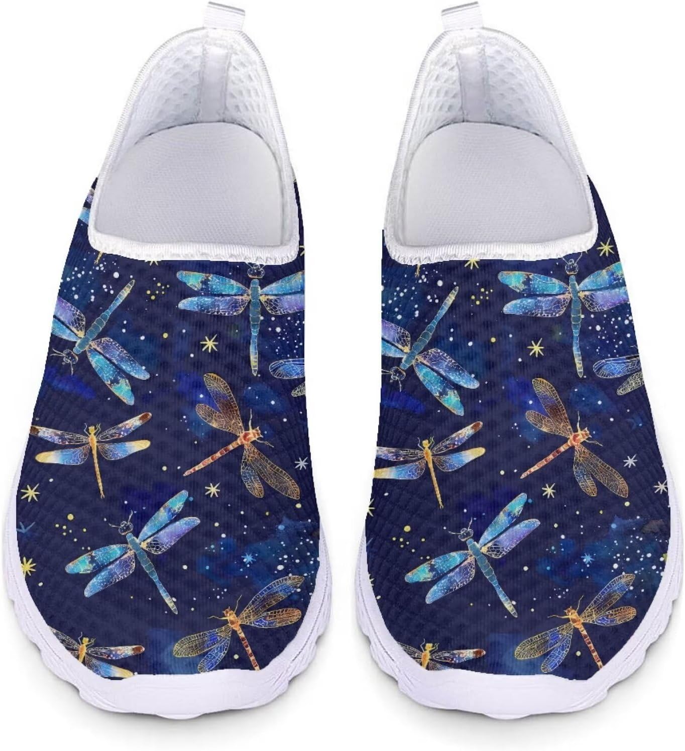 

Кроссовки из сетки для женщин и мужчин, прогулочная обувь, без шнурков, противоскользящие, размер США 5-12, спортивная одежда Xixirimido, Galaxy Dragonfly