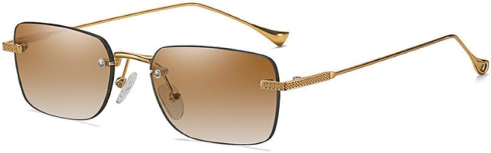 

Мужские солнцезащитные очки без оправы, женские солнцезащитные очки в маленькой оправе, золотистые металлические линзы с градиентом, защита от ультрафиолета UV400 LVTFCO, C03 Gold Brown