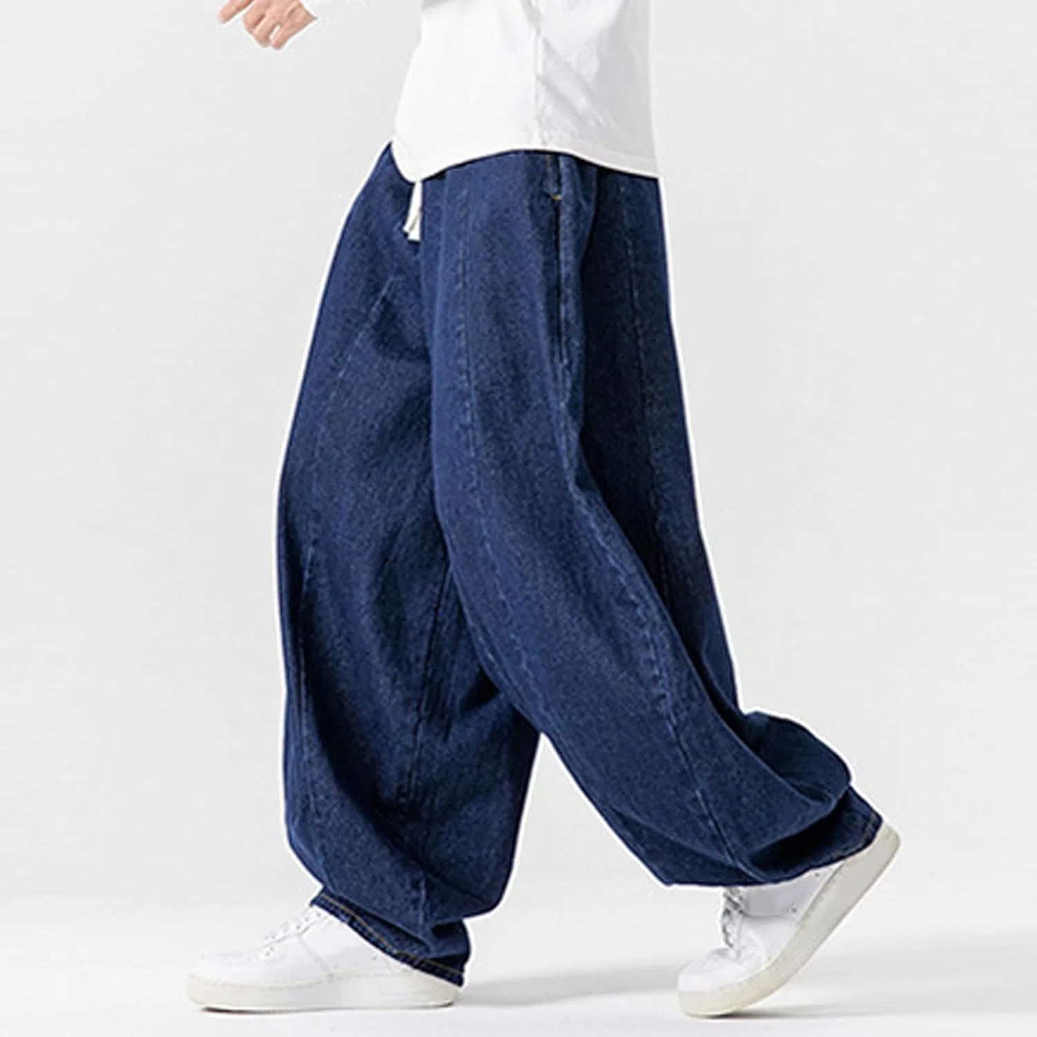 Джинсы свободные Mens Wide Leg Jeans, темно-синий — фото 4