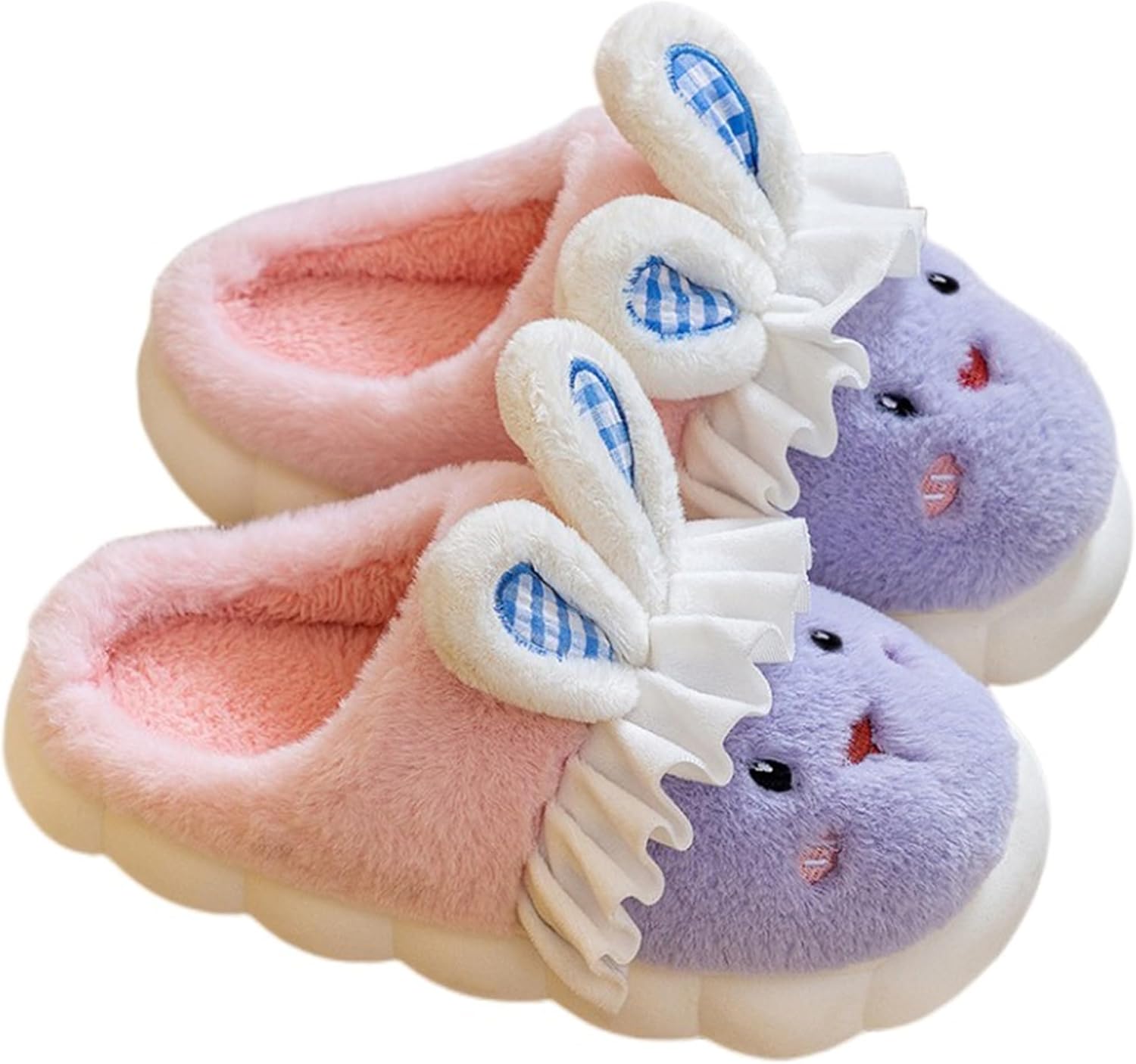 

Тапочки AZCHEN в виде зайчика Милая женская обувь Мягкие уютные зимние плюшевые домашние хлопковые тапочки Для дома и улицы, розовый