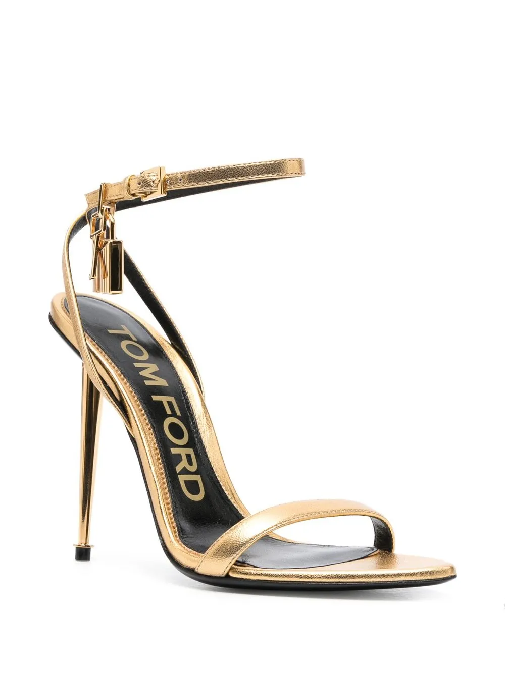 Босоножки Padlock 115 с эффектом металлик TOM FORD, золотой — фото 2