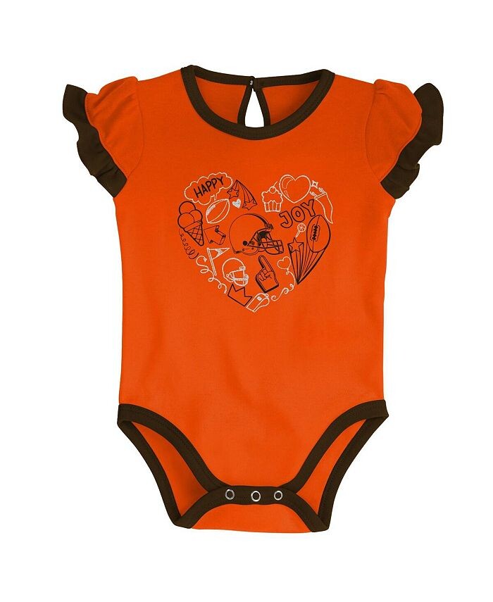 Коричневый, оранжевый комплект боди Cleveland Browns Too Much Love для новорожденных Outerstuff, коричневый/оранжевый — фото 2