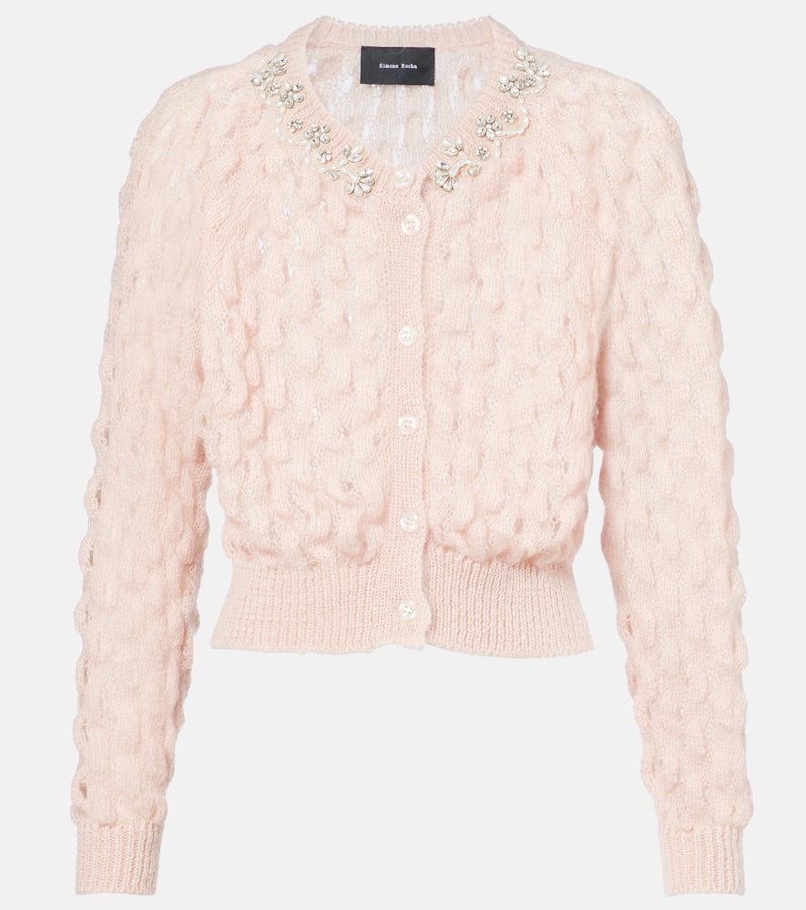 

Кардиган из мохера с декоративными элементами Simone Rocha, Pink/Pearl/Crystal