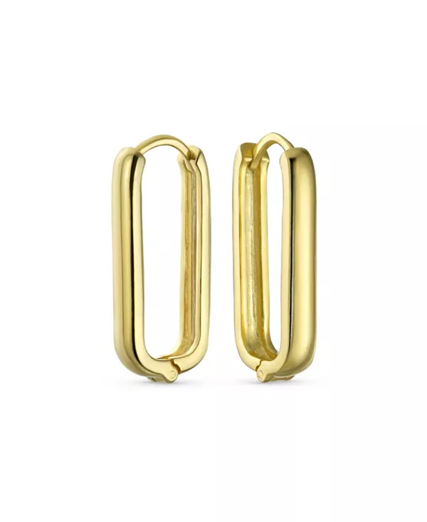 

Классические простые геометрические вертикальные U-образные прямоугольные овальные серьги-кольца в форме скрепки из стерлингового серебра 925 пробы с шарнирным креплением Bling Jewelry, gold-tone