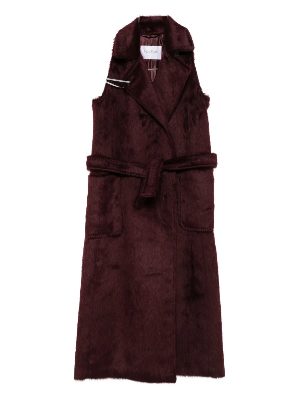 

Безрукавное пальто с поясом Max Mara, красный