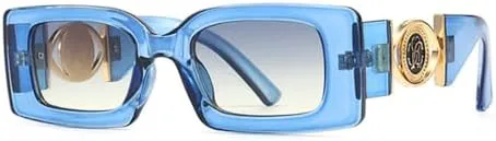 

Прямоугольные солнцезащитные очки для женщин и мужчин в винтажном стиле, черные женские солнцезащитные очки, мужские очки с защитой от УФ-излучения UV400 MTZJH, Blue