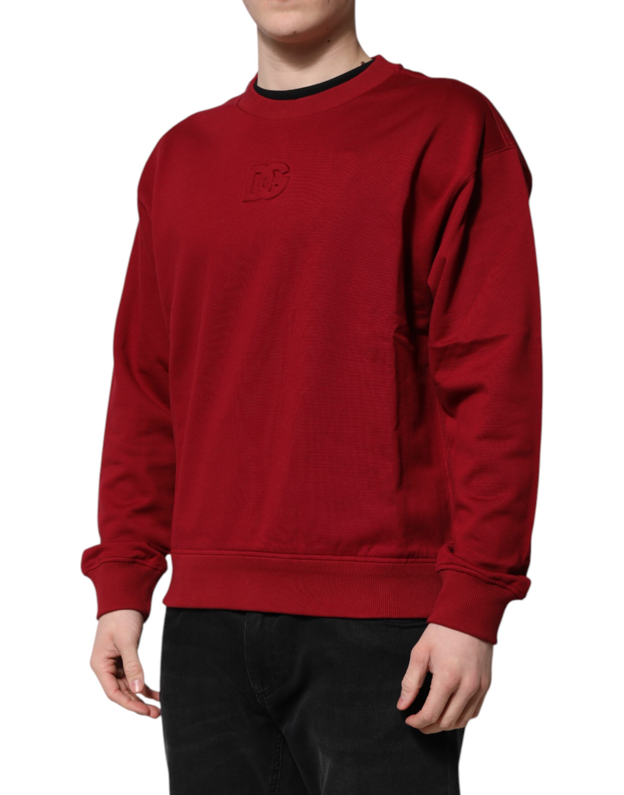 Красный хлопковый свитер с круглым вырезом и тисненым логотипом Dolce & Gabbana, Red — фото 2