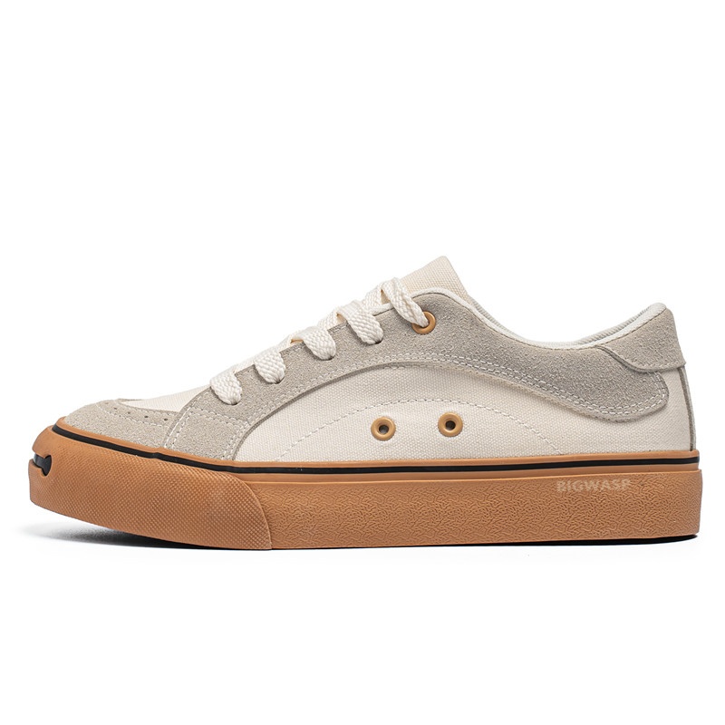 

BIGWASP Мужские низкие скейтерские кеды бежевые, цвет Beige