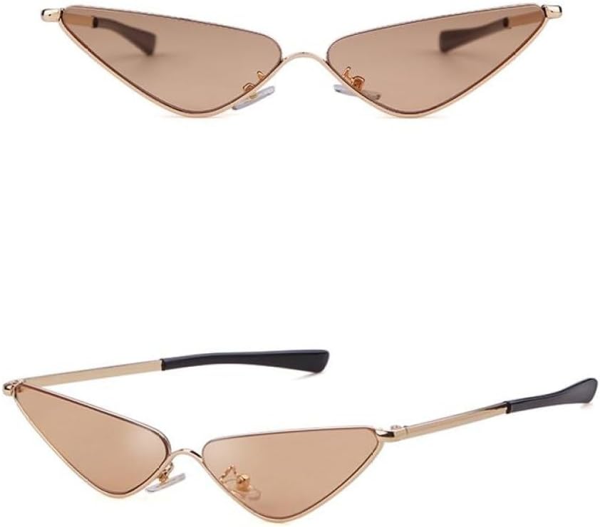 

Винтажные металлические тонкие солнцезащитные очки 2027 года для женщин, треугольная оправа, модные солнцезащитные очки с линзами «кошачий глаз» и «океанский» MTZJH, C5 Orange