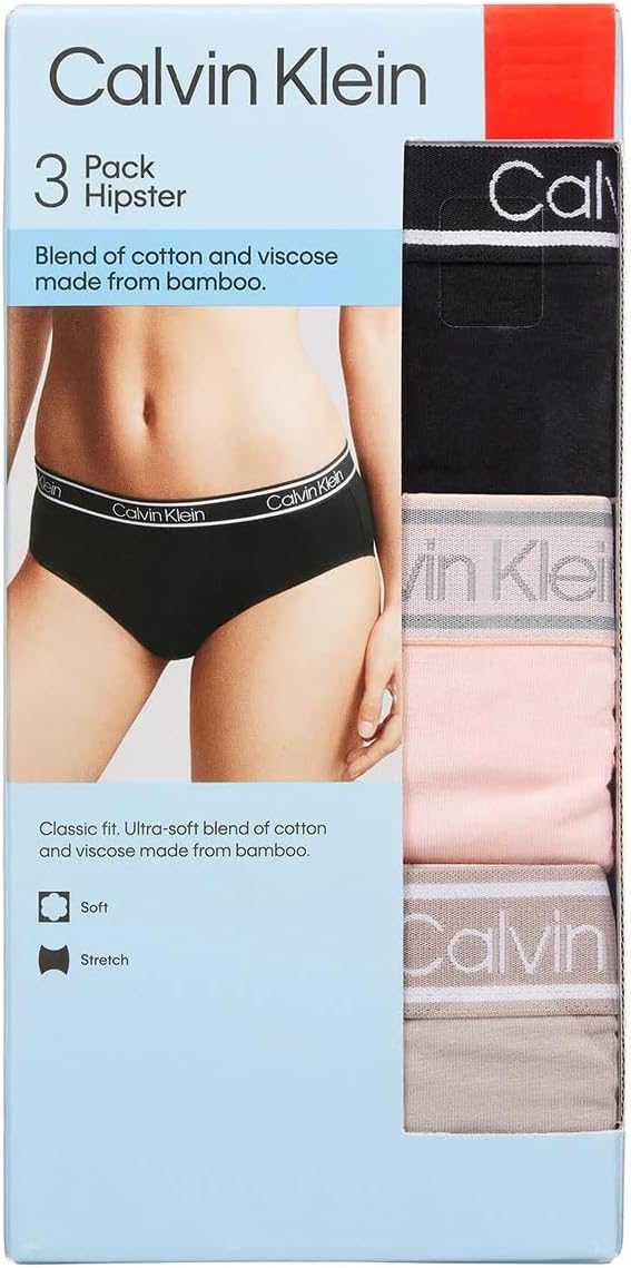 Комплект из 3 женских трусов-хипстеров Calvin Klein Stretch, Black/Nymph Multi — фото 3