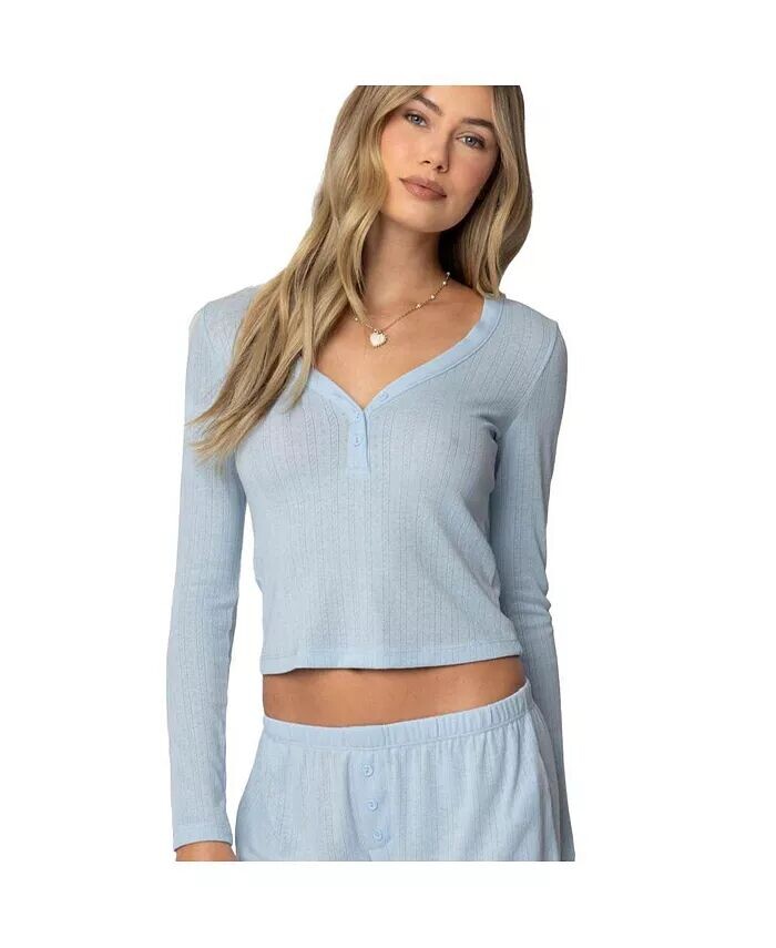 

Женский топ Keely Pointelle Henley Edikted, синий