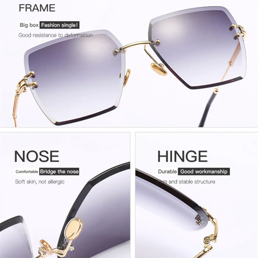 

Классические женские солнцезащитные очки MUTYNE без оправы, квадратной формы, с градиентным переходом цвета и защитой от УФ-излучения UV400, Blue Gradient