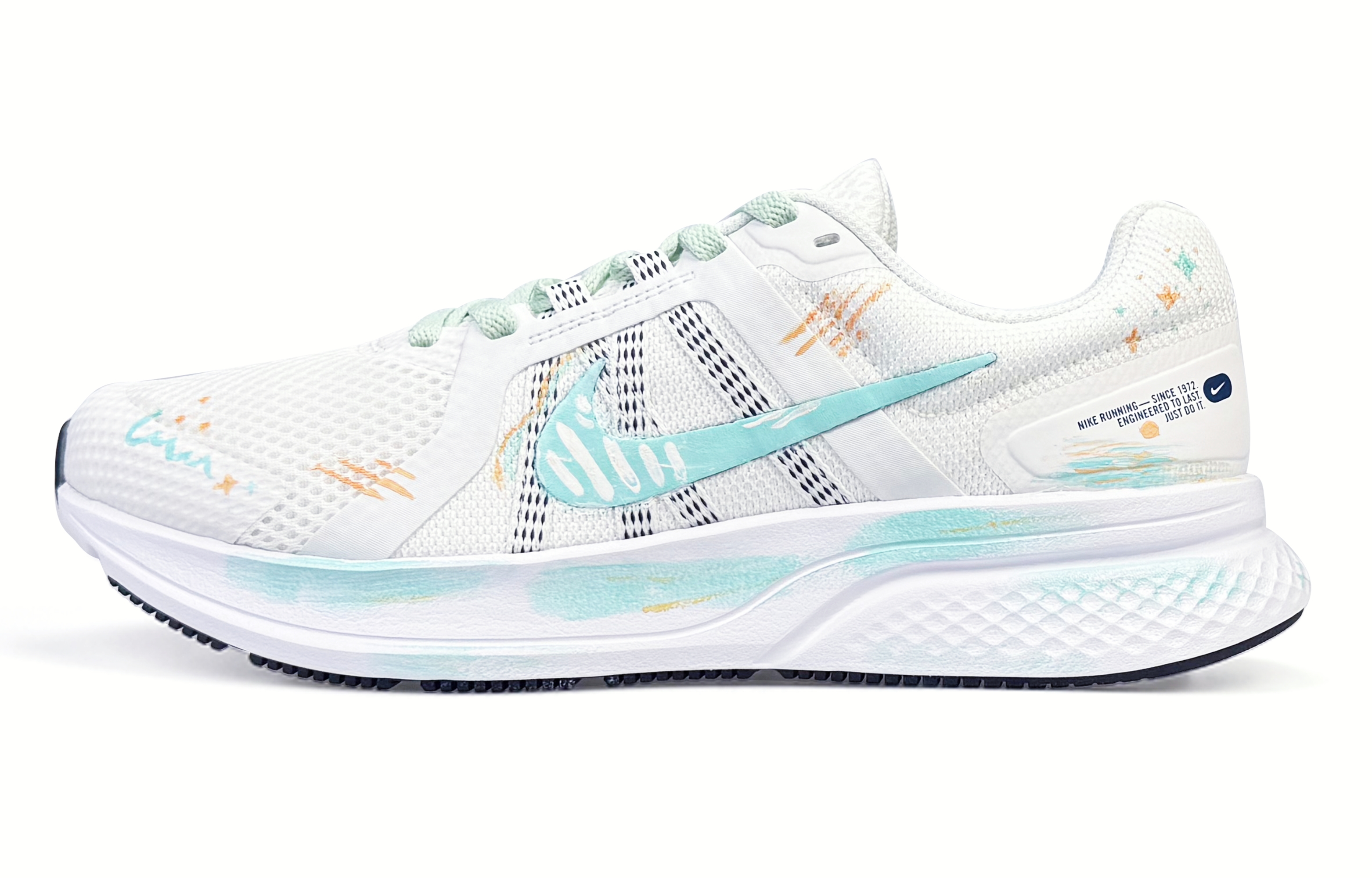 

Nike Дышащие низкие кроссовки Run Swift 2 для бега, мужские, белые, зеленые