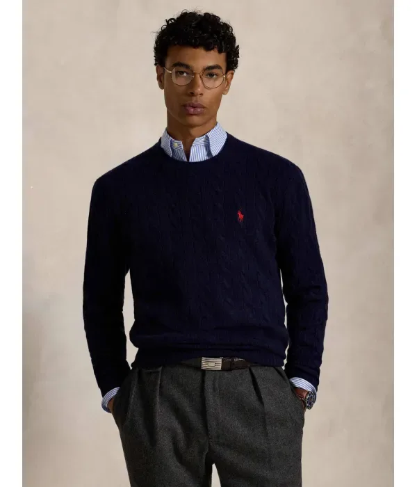Шерстяной свитер slim fit Polo Ralph Lauren, темно-синий