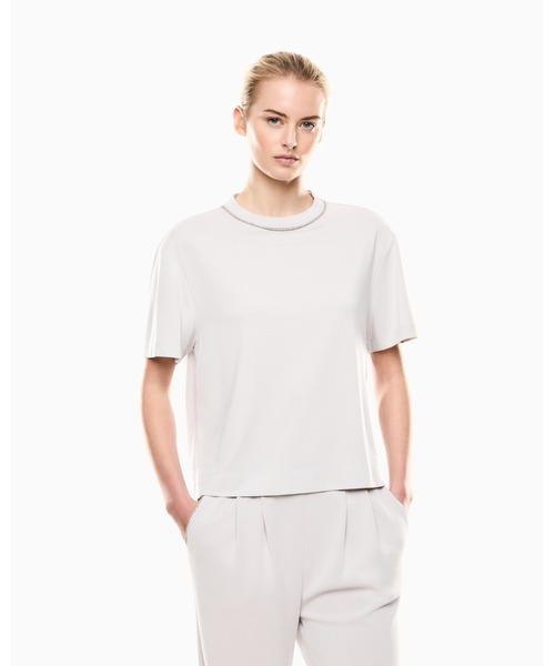 

Футболка с круглым вырезом, из смеси вискозы EMPORIO ARMANI EA7, светло-серый