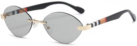 

Модные маленькие овальные солнцезащитные очки без оправы 2027 года для женщин, в стиле стритстайл, для вождения, для путешествий, с защитой от УФ-излучения UV400 MTZJH, C