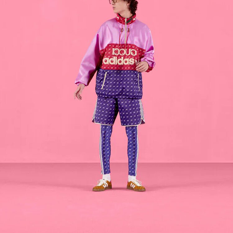 Шорты Gucci X Adidas Унисекс, коллаборация брендов, синий — фото 2