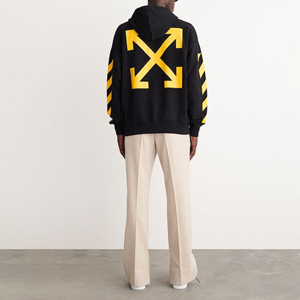 Толстовка caravaggio-print cotton hoodie 'black yellow' Off-White, черный — фото 3
