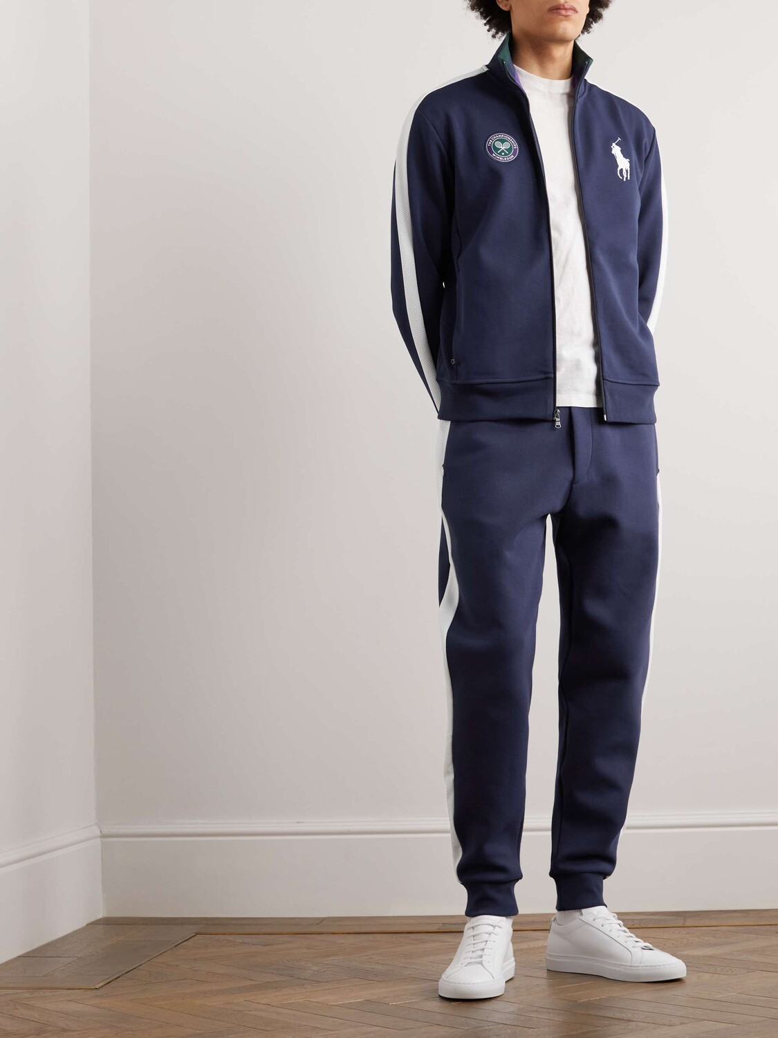Зауженные спортивные брюки Wimbledon из смесового хлопка с сетчатой отделкой POLO RALPH LAUREN, нави — фото 2