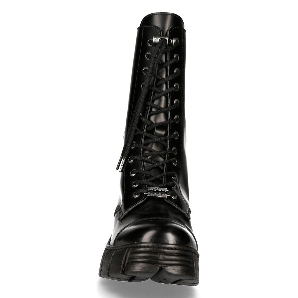 Новые рокерские мотоциклетные ботинки Mid-Calf из черной кожи New Rock — фото 4