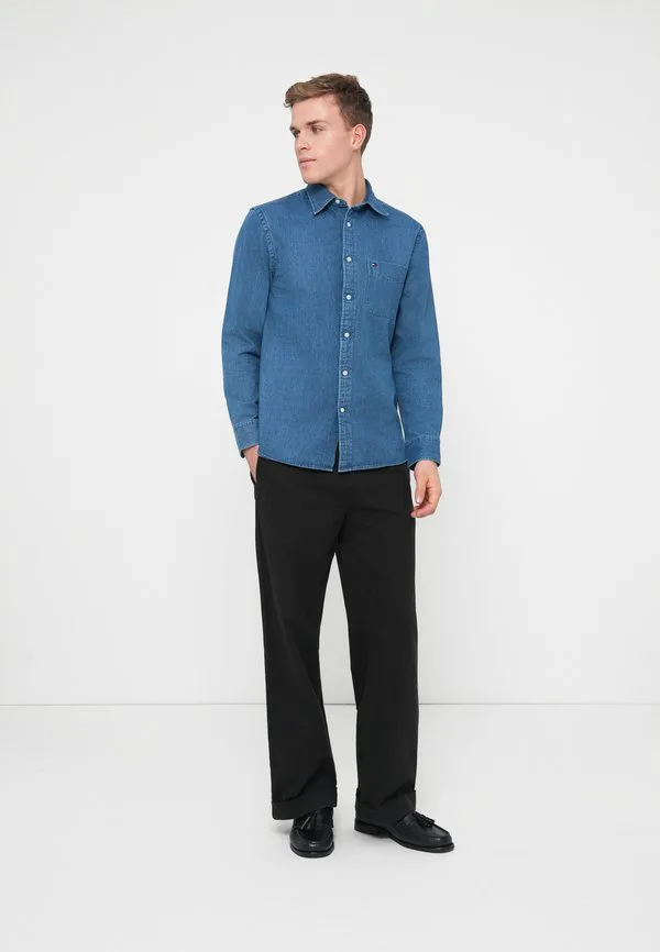 Рубашка из денима стандартного кроя с вышивкой флага Tommy Hilfiger, Mid Blue Denim — фото 2