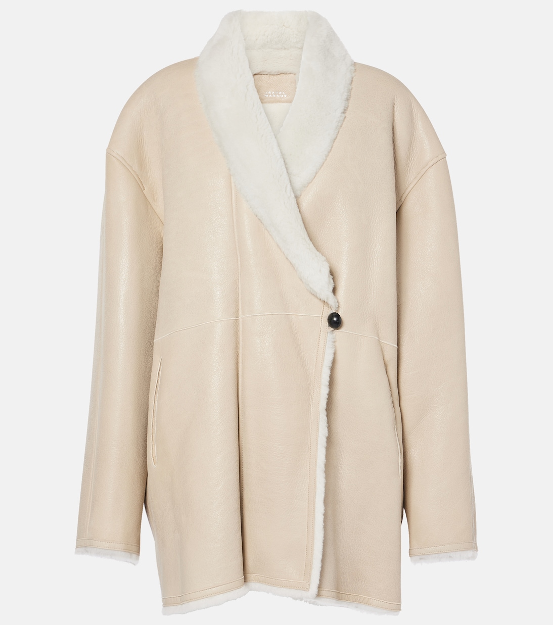 

Кожаное пальто Elanore с отделкой из овчины Isabel Marant, Chalk