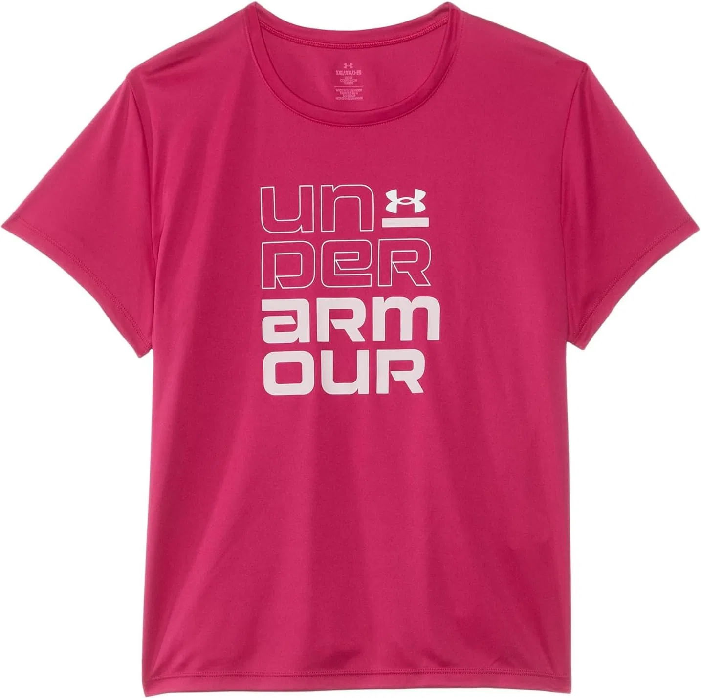 Футболка Tech Split Wordmark, Under Armour, девочки, розовый