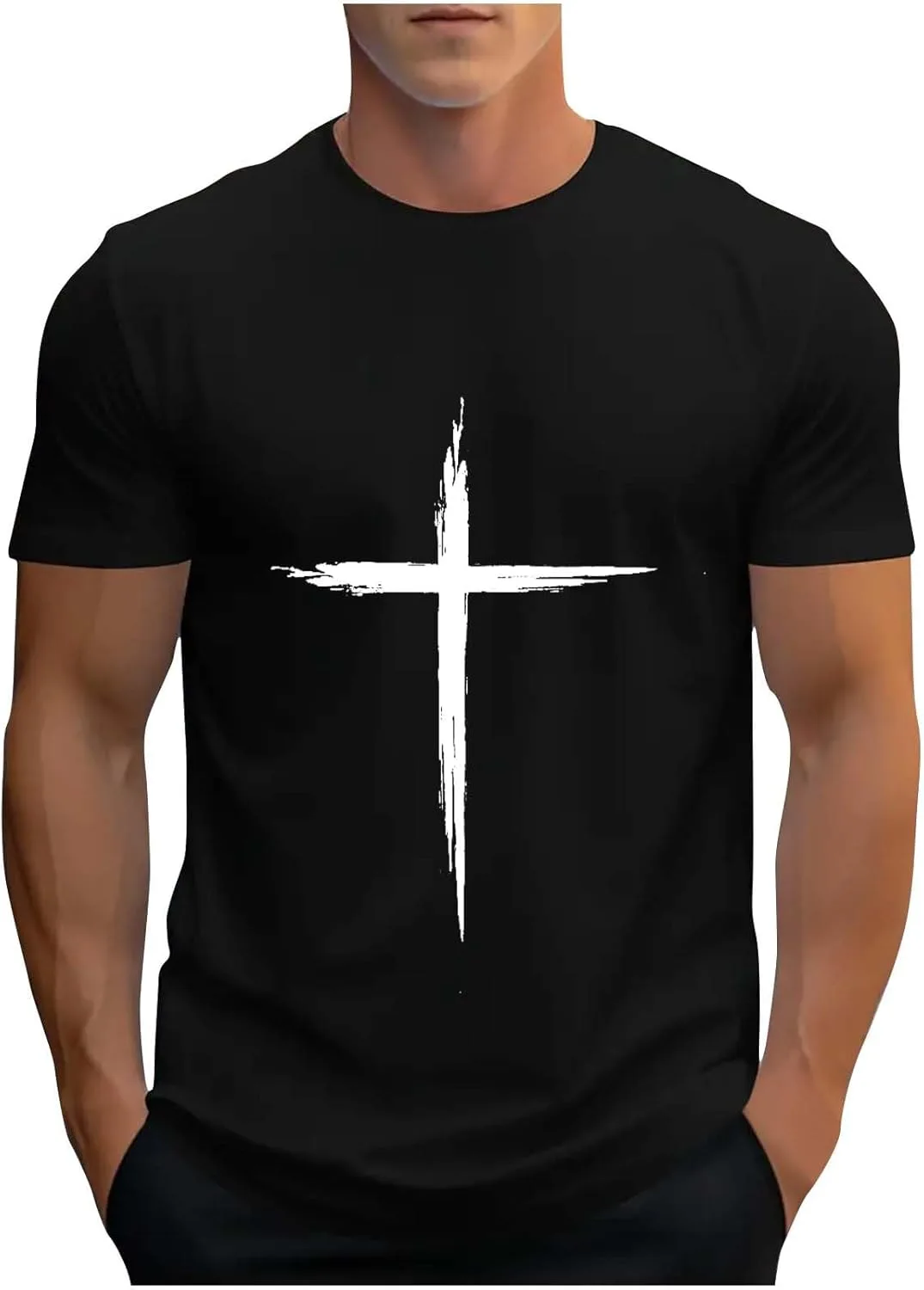 

Футболка мужская Zeiyignr с принтом "Иисус и крест"