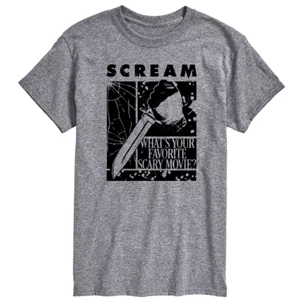 

Мужская футболка с принтом "Scream: Какой твой любимый фильм ужасов" Licensed Character, серый