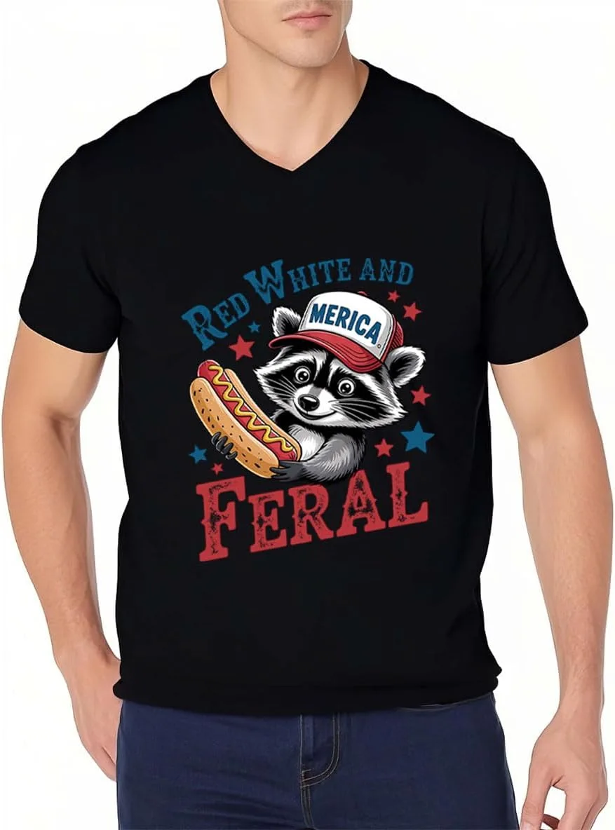 Футболка V-neck Red White and Feral — фото 3