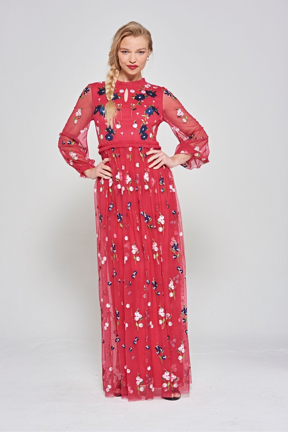 

Розовое платье макси с вышивкой Frock & Frill Frock and Frill, розовый