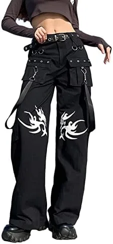 

Женские готические карго джинсы wide leg в стиле панк-гранж Argeousgor