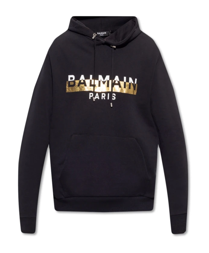 

Толстовка с логотипом и графикой с золотым принтом Balmain, черный