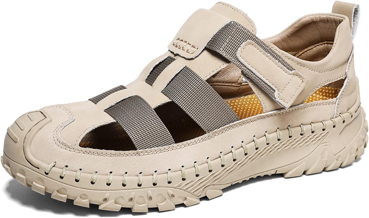 

Мужские повседневные сандалии для улицы, вождение, походы, спортивная обувь, закрытый носок, дышащие, легкие, для ходьбы Generic, бежевый