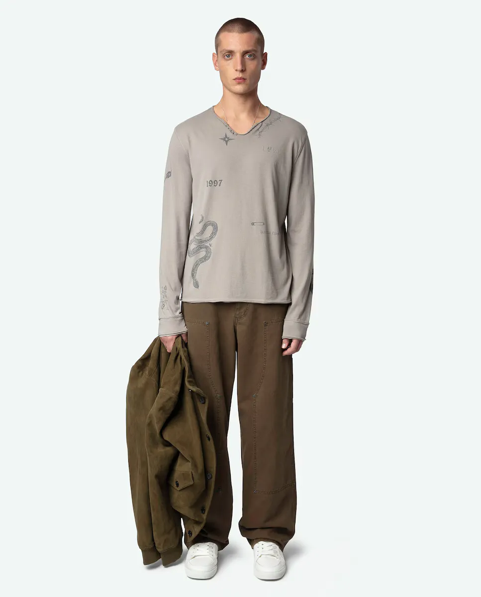 

Мужская тунисская футболка Monastir с длинным рукавом Zadig & Voltaire, серый