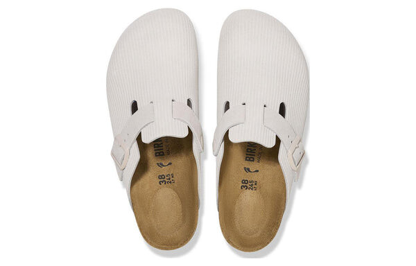 Тапочки boston suede leather embossed 'corduroy antique white' Birkenstock, белый — фото 2