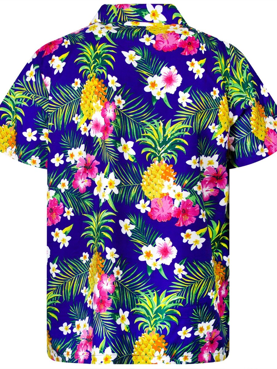 Рубашка на пуговицах классического кроя King Kameha Pineapple Flowers, синий — фото 2