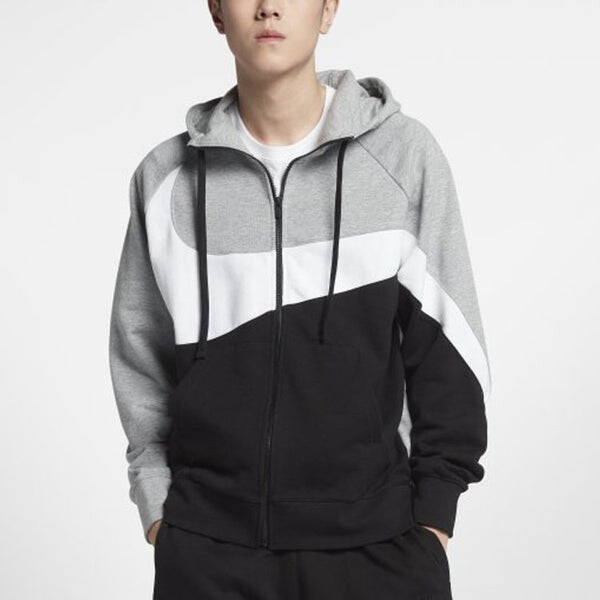 Толстовка Nike Sportswear Jacket Big Swoosh Training Graywhite, белый — фото 4