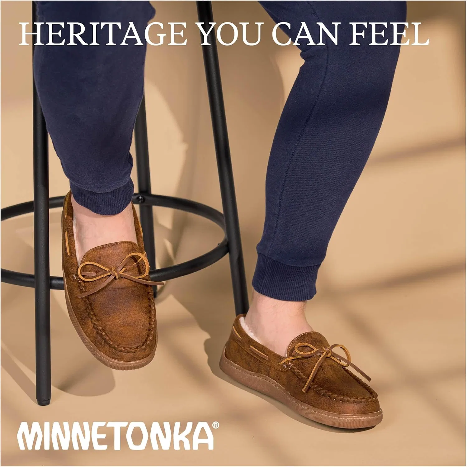 Мокасины с ворсовой подкладкой Minnetonka, коричневый состаренный — фото 4