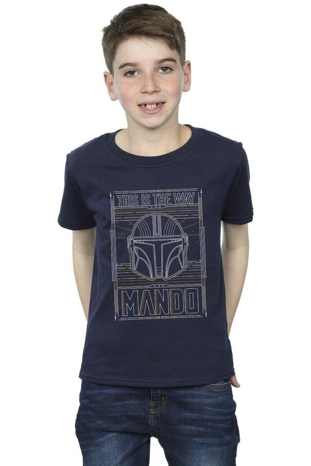 

Футболка The Mandalorian The Way с контурным шлемом Star Wars, темно-синий